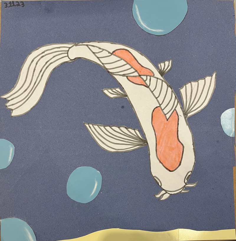 color drawing of koi fish